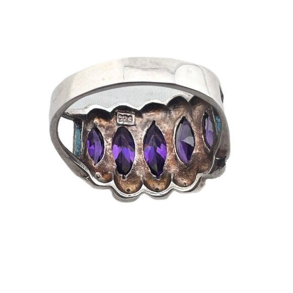 Natural Amethyst Pyramid Ring in 925 Sterling Silver Size 8 - Picture 3 of 7
